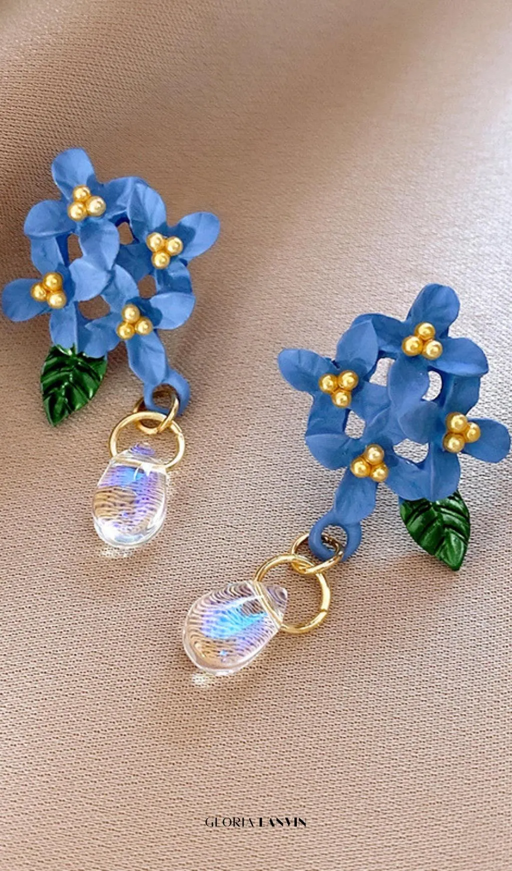 Dulcinea Blue Flower Earrings Gloria Lanvin