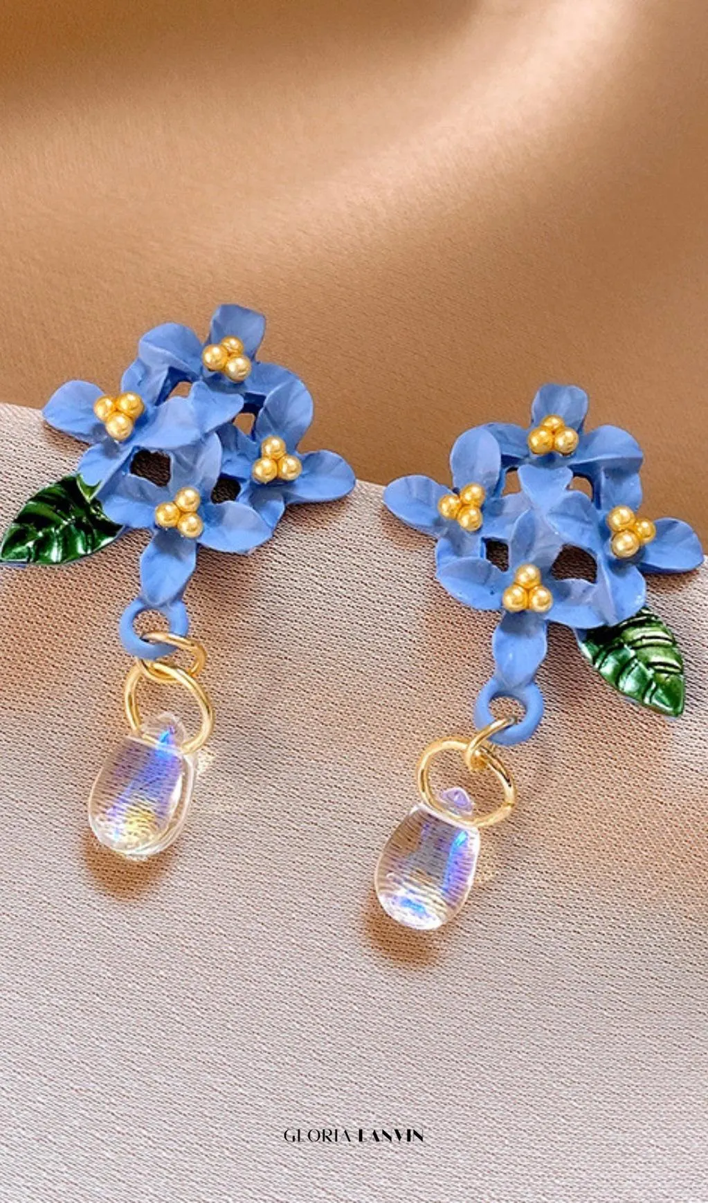 Dulcinea Blue Flower Earrings Gloria Lanvin