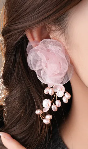 Dyani Pink Flower Earrings Gloria Lanvin