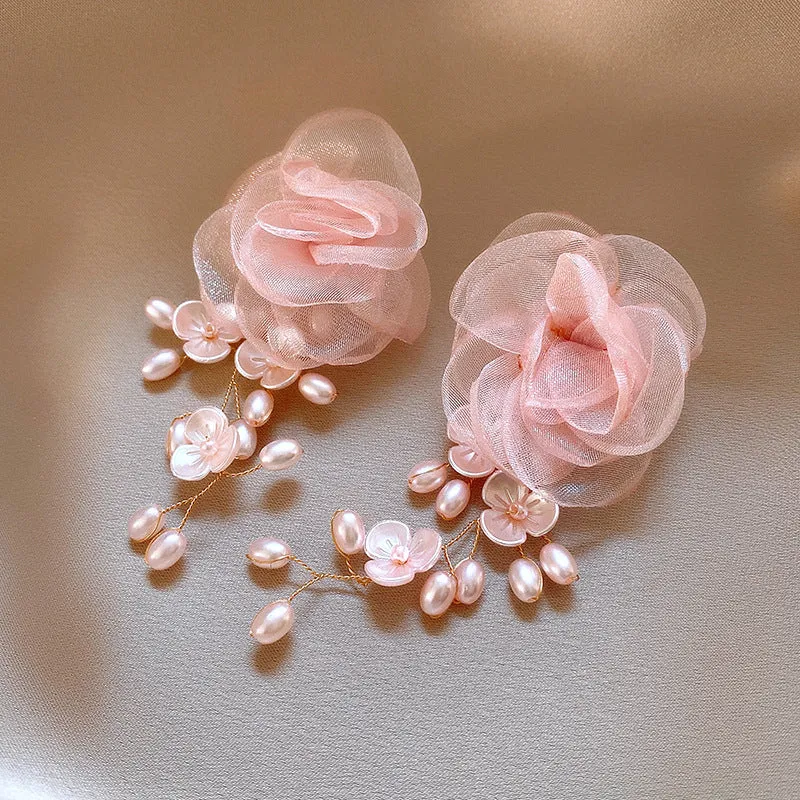 Dyani Pink Flower Earrings Gloria Lanvin