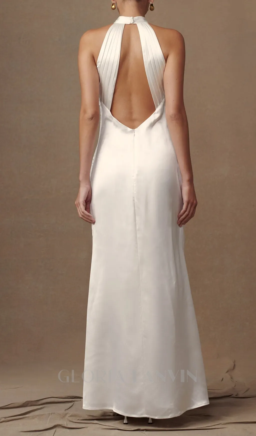 Dylan Rose Halter Maxi Dress in White Gloria Lanvin