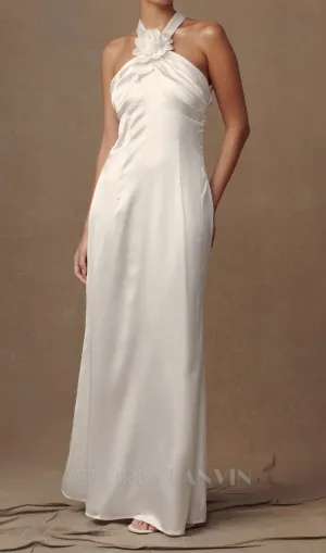 Dylan Rose Halter Maxi Dress in White Gloria Lanvin