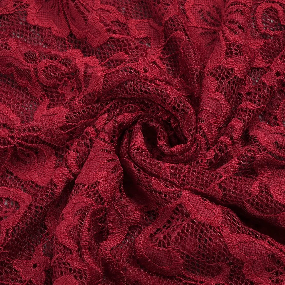 EARTHA HALTER FLORAL LACE MAXI DRESS IN BURGUNDY Gloria Lanvin