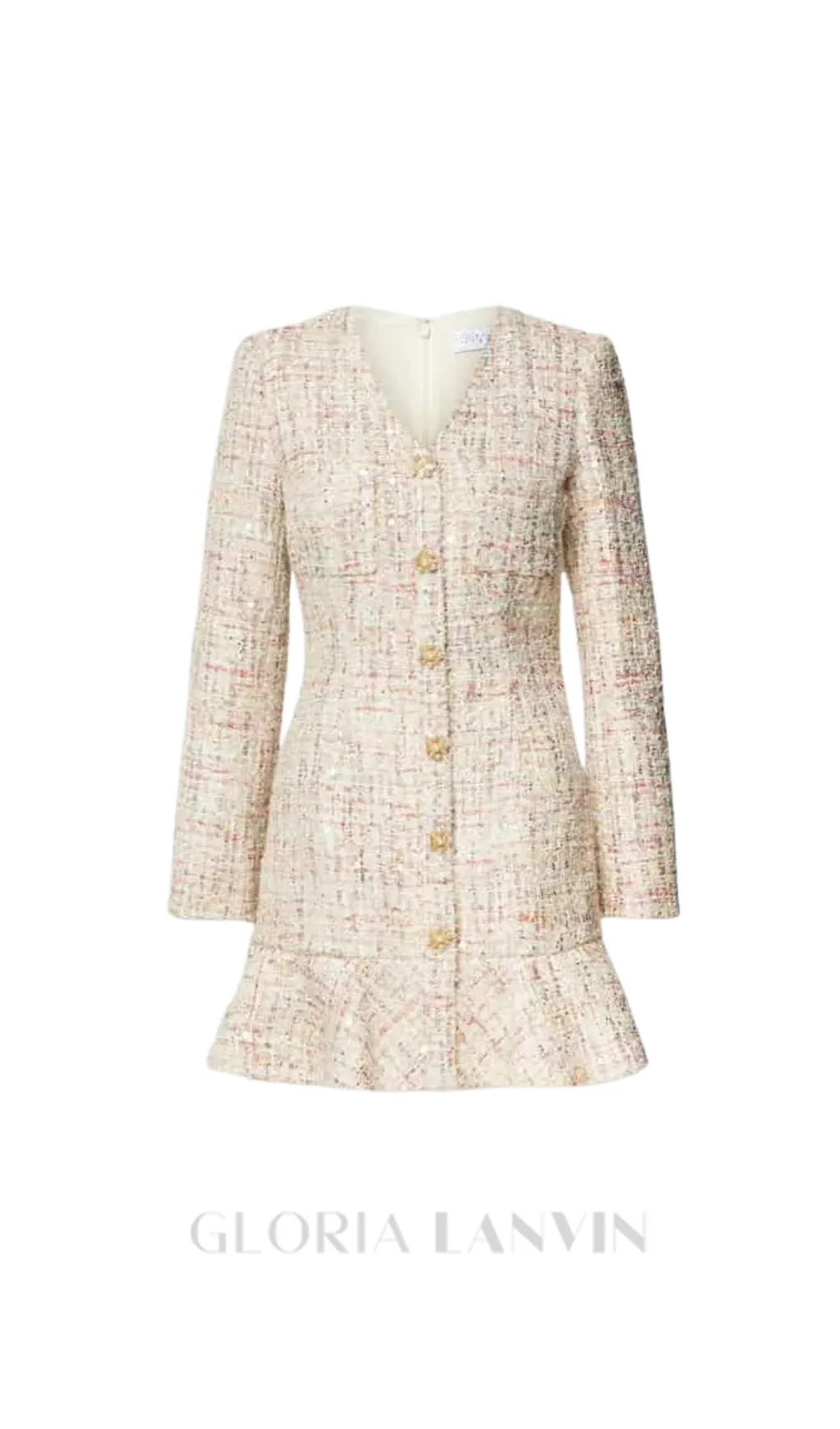 EARTHA MULTICOLOR BEADED BUTTON MINI DRESS Gloria Lanvin