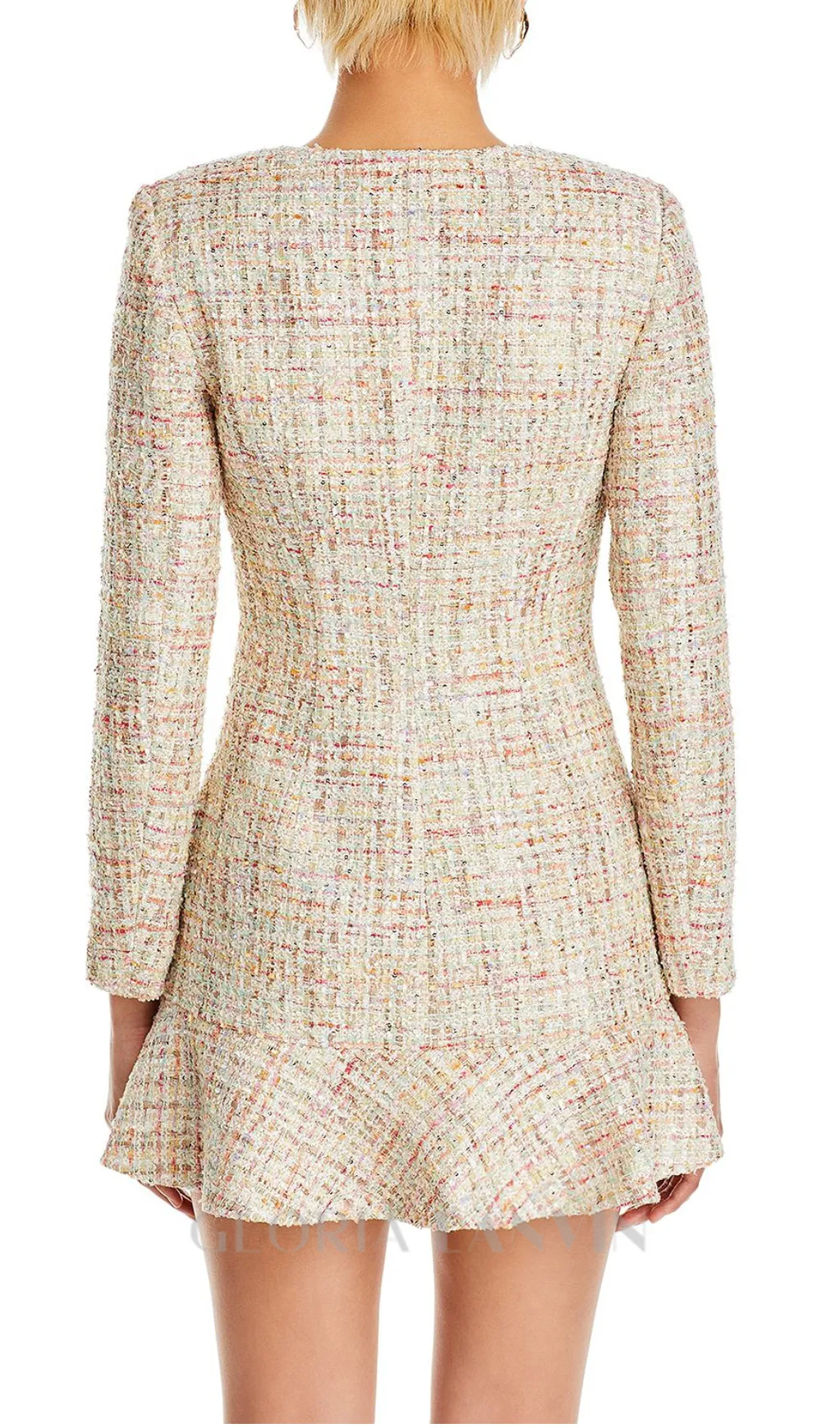EARTHA MULTICOLOR BEADED BUTTON MINI DRESS Gloria Lanvin