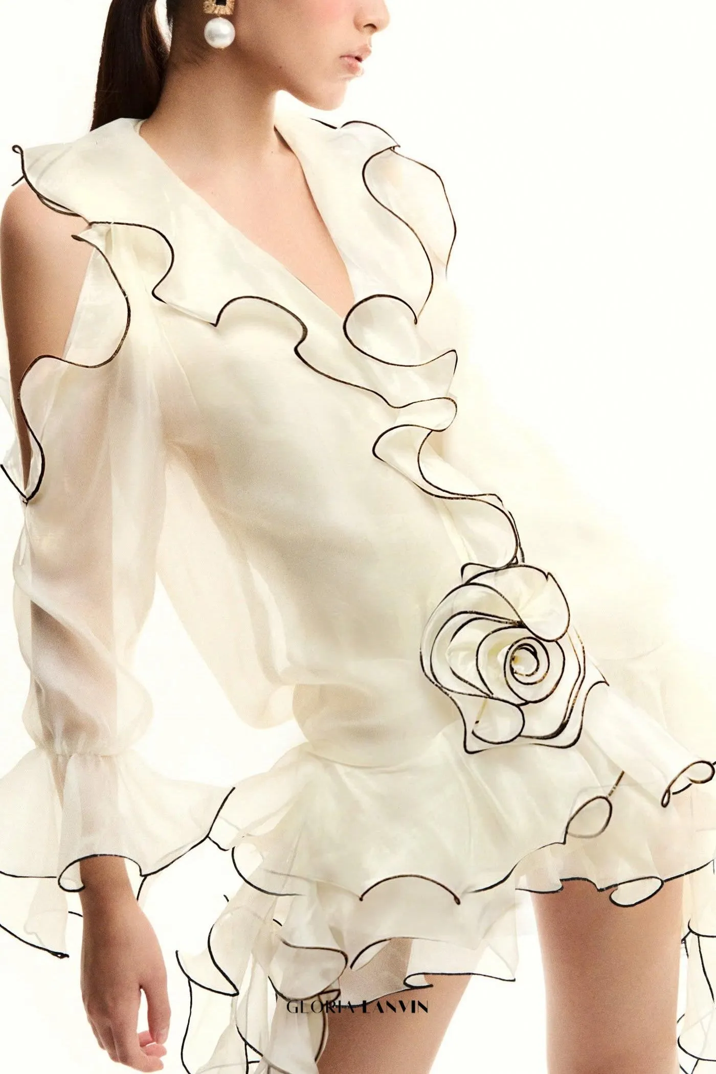 Eavan Ruffle Floral Mini Dress Gloria Lanvin