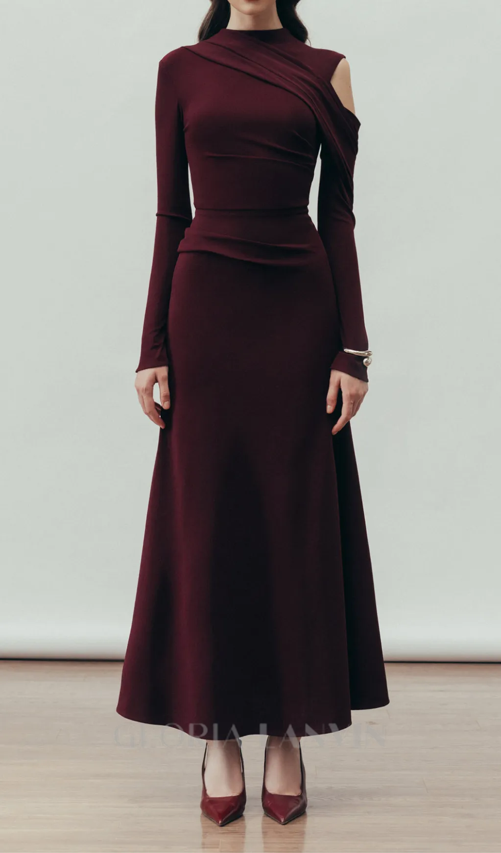 Eclipse Draped maxi Dress in Blackberry Gloria Lanvin
