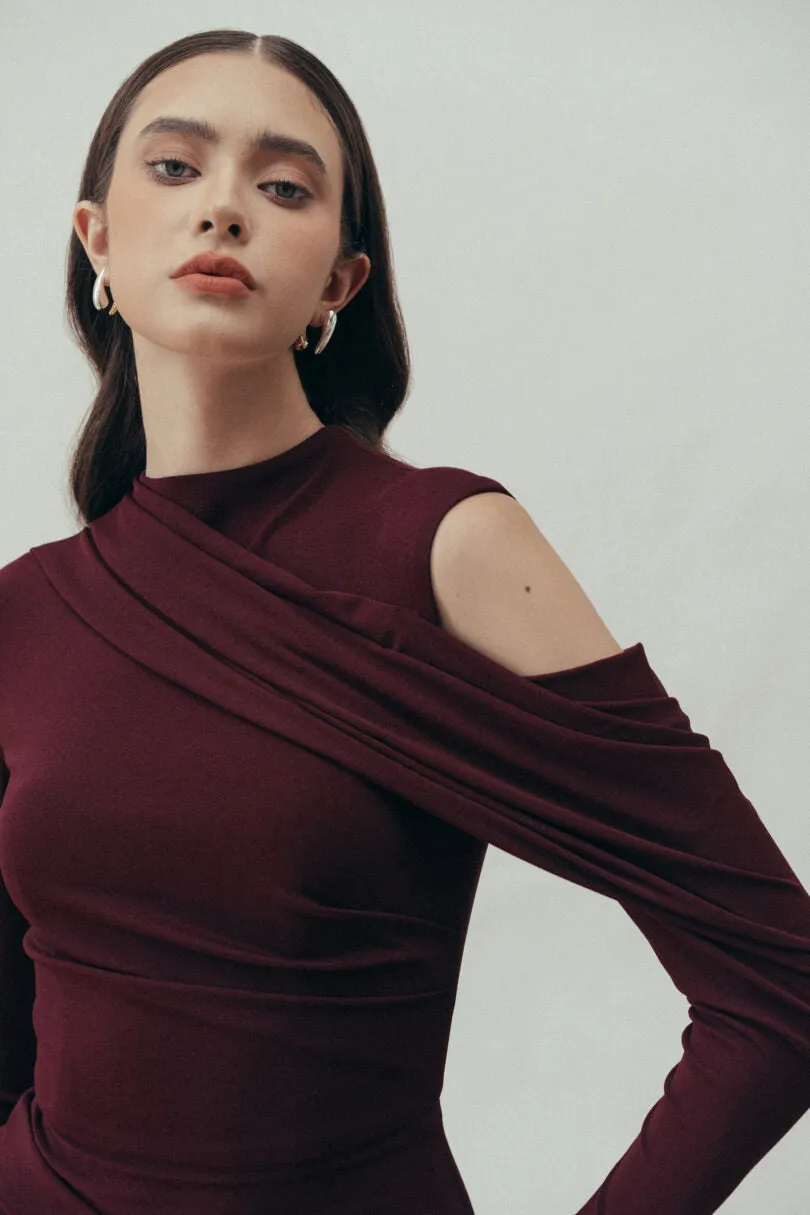 Eclipse Draped maxi Dress in Blackberry Gloria Lanvin