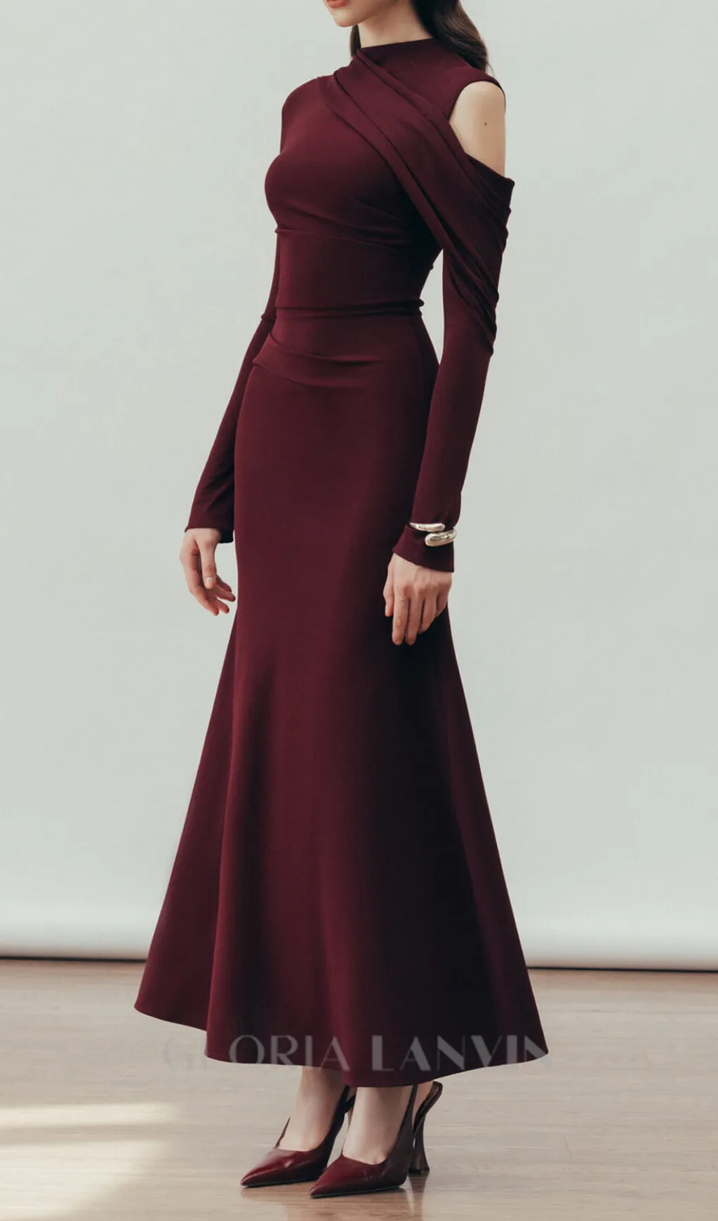 Eclipse Draped maxi Dress in Blackberry Gloria Lanvin