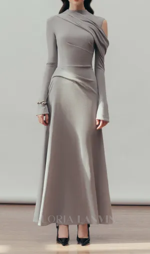 Eclipse Draped maxi Dress in Cloudy Gray Gloria Lanvin