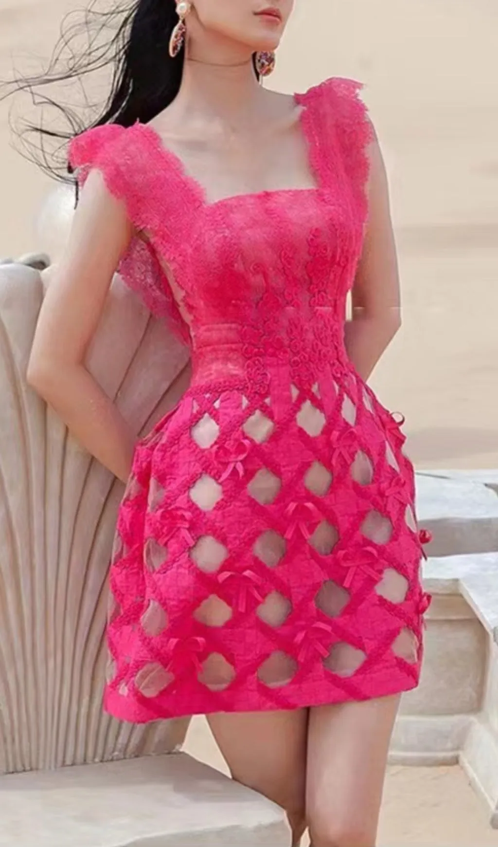 EDIE HOT PINK MINI DRESS Gloria Lanvin