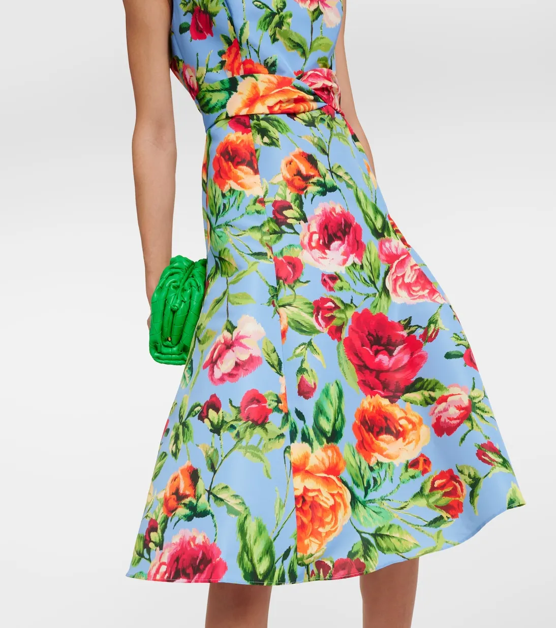 EDITH MULTICOLOR FLORAL CREPE MIDI DRESS Gloria Lanvin