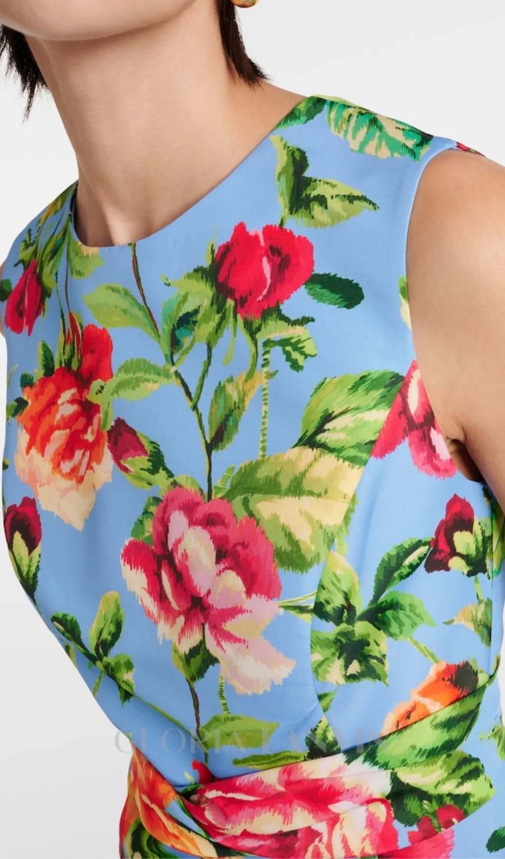 EDITH MULTICOLOR FLORAL CREPE MIDI DRESS Gloria Lanvin