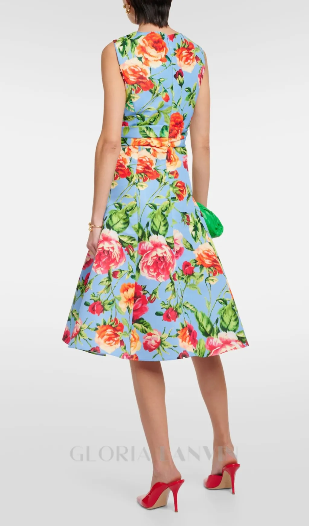 EDITH MULTICOLOR FLORAL CREPE MIDI DRESS Gloria Lanvin