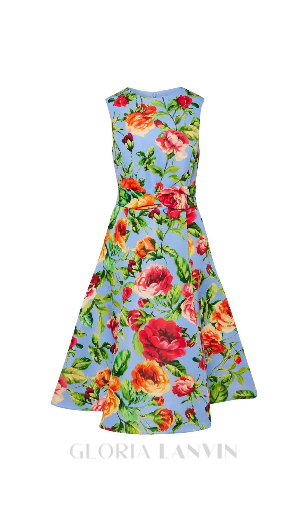 EDITH MULTICOLOR FLORAL CREPE MIDI DRESS Gloria Lanvin