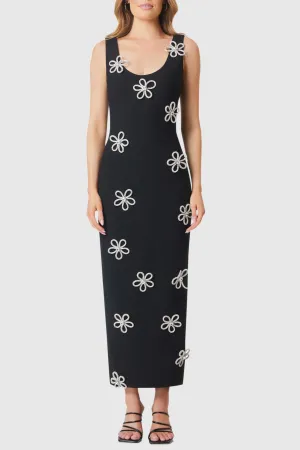 Edmark Flower Crystal Embellished Midi Bandage Dress Gloria Lanvin
