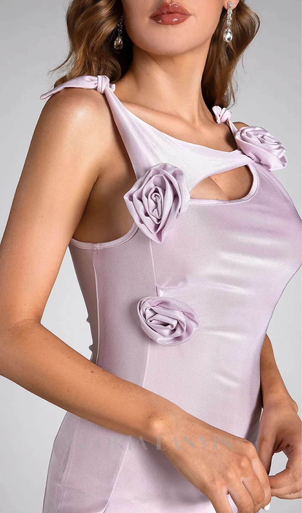 EILEEN PINK 3D FLOWER SEMI-FORMAL MIDI DRESS Gloria Lanvin