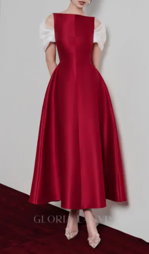 elfa boat-neck midi dress in red Gloria Lanvin