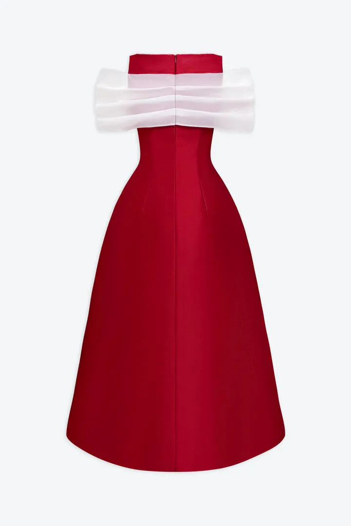 elfa boat-neck midi dress in red Gloria Lanvin