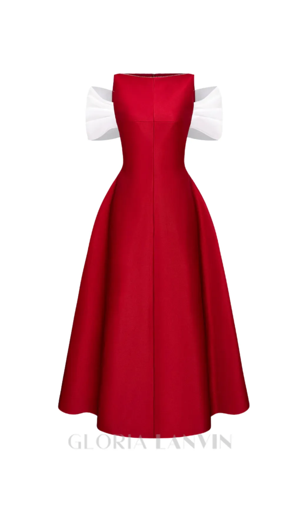 elfa boat-neck midi dress in red Gloria Lanvin