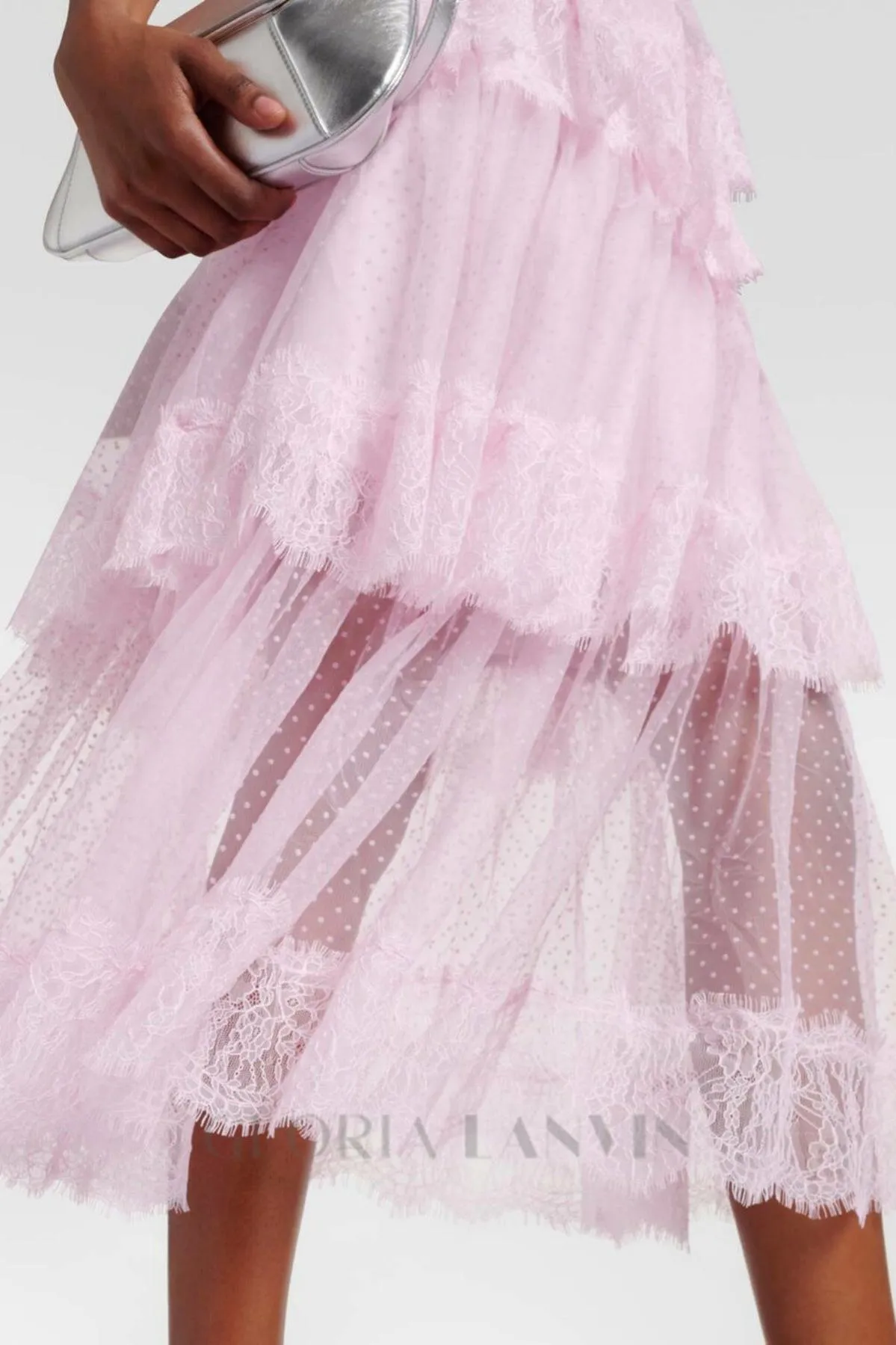 Elgine Crystal-Embellished Lace-trimmed Midi Dress Gloria Lanvin