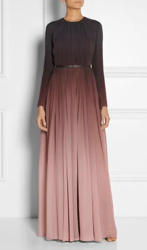 ELLEN GRADIENT COLOR RUNCHED MAXI DRES Gloria Lanvin