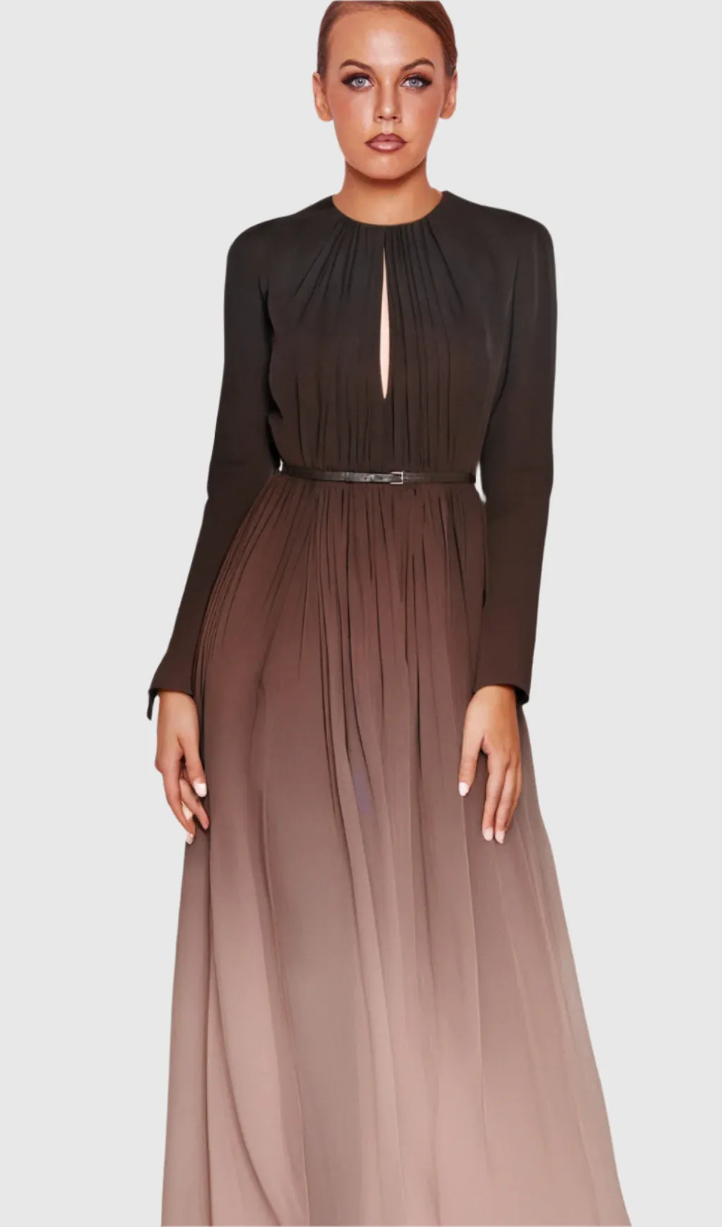 ELLEN GRADIENT COLOR RUNCHED MAXI DRES Gloria Lanvin