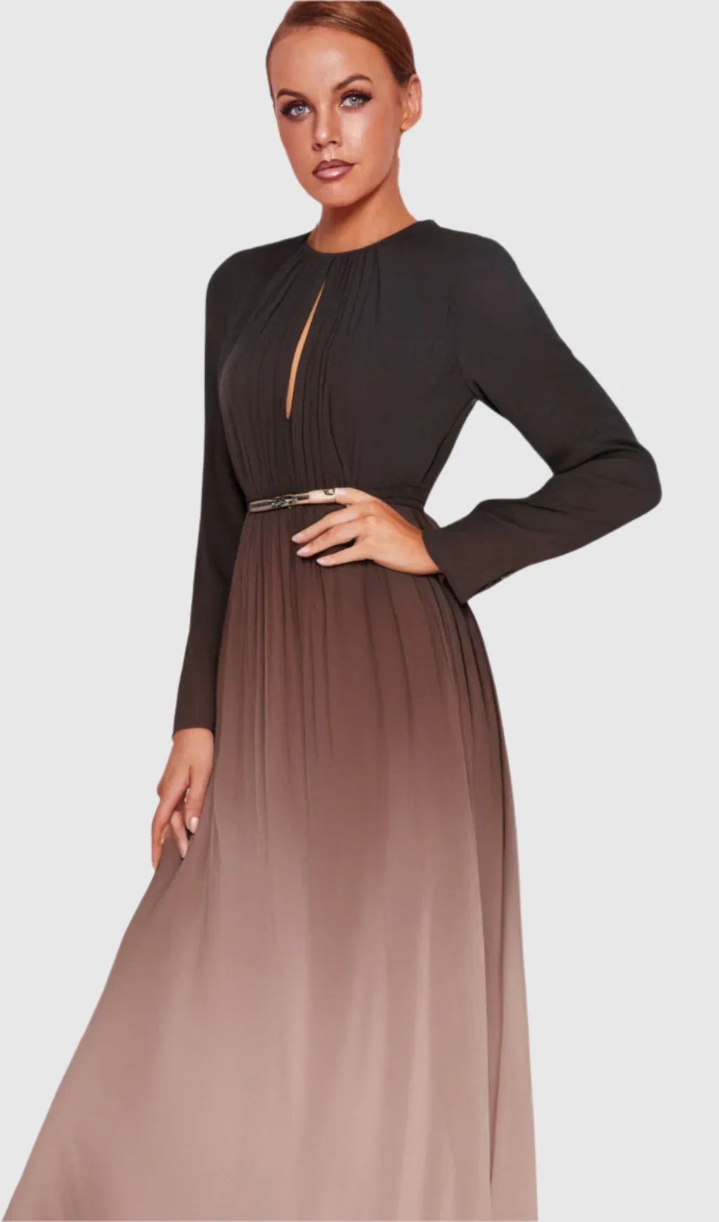 ELLEN GRADIENT COLOR RUNCHED MAXI DRES Gloria Lanvin