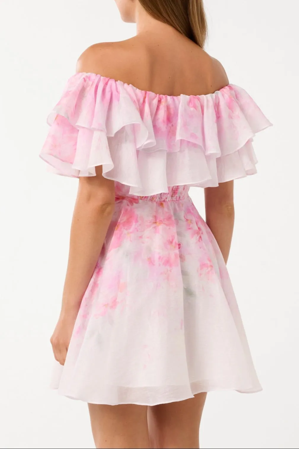 Ellie floral print Ruffle Mini dress in pink Gloria Lanvin