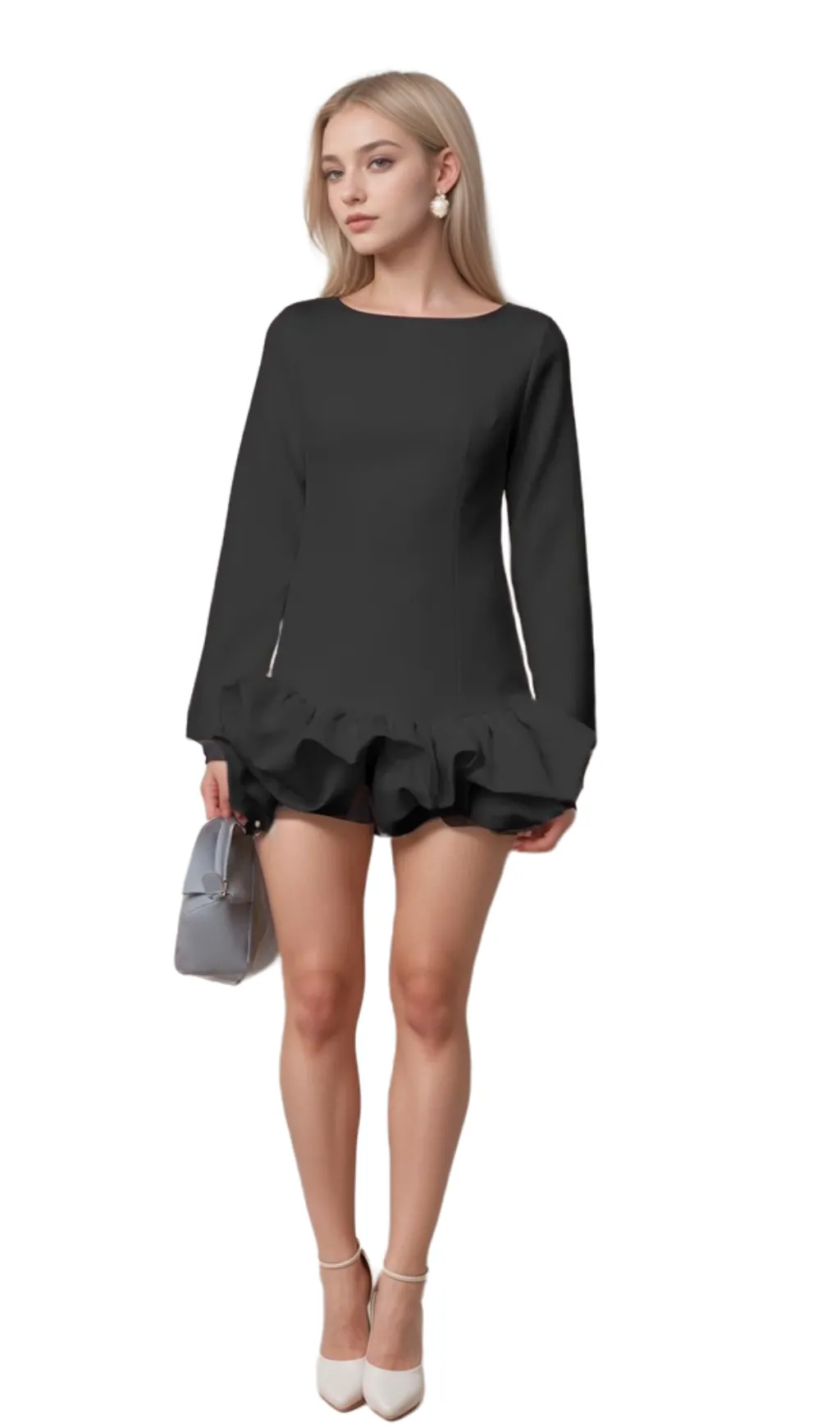 Elodie bubble-skirt mini dress in Black Gloria Lanvin