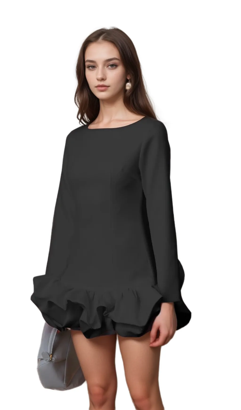 Elodie bubble-skirt mini dress in Black Gloria Lanvin