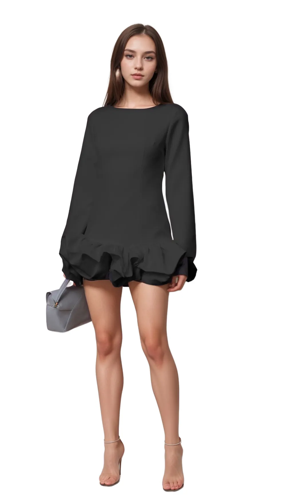 Elodie bubble-skirt mini dress in Black Gloria Lanvin
