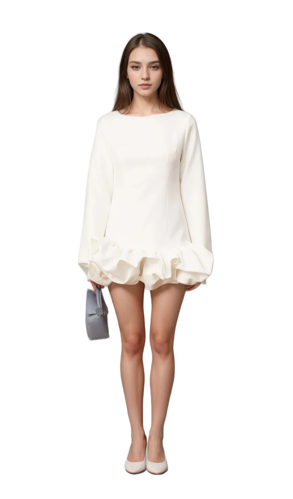 Elodie bubble-skirt mini dress in White Gloria Lanvin