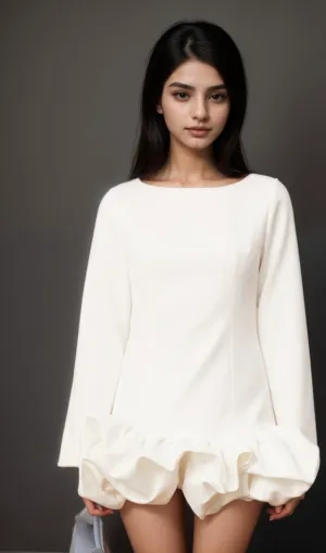 Elodie white bubble-skirt mini dress Gloria Lanvin
