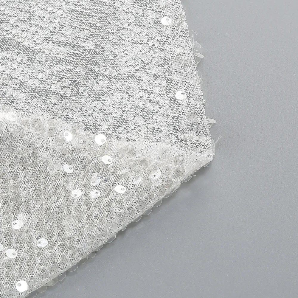 ELSA CRYSTAL EMBELLISHED SEQUIN MAXI DRESS IN WHITE Gloria Lanvin