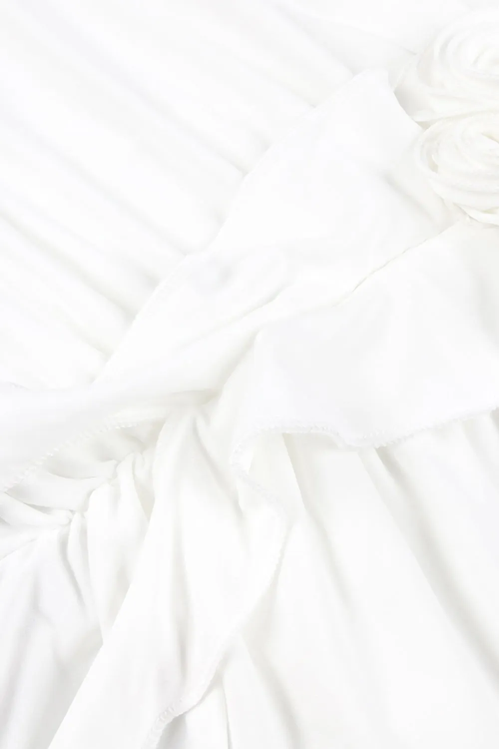 elsa V Neck Flower Ruched maxi Dress in white Gloria Lanvin