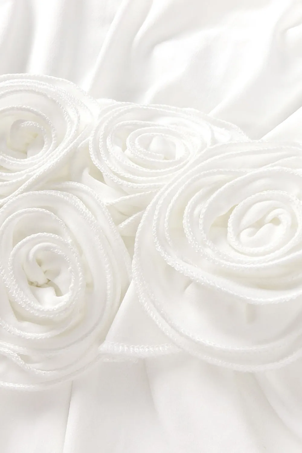 elsa V Neck Flower Ruched maxi Dress in white Gloria Lanvin