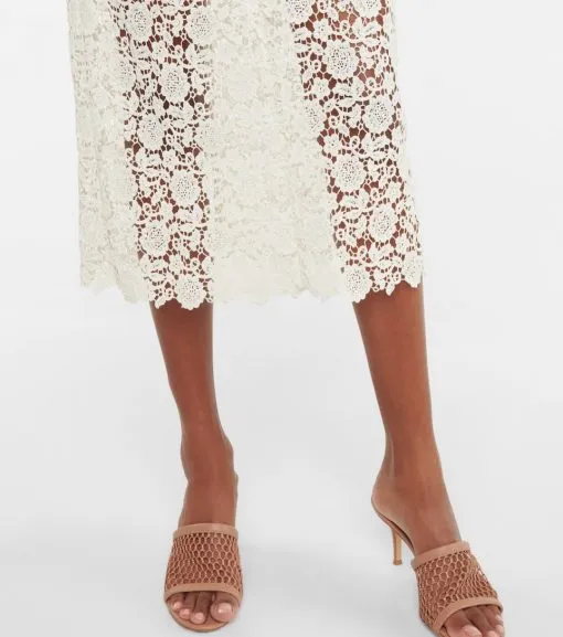 EMBELLISHED GUIPURE LACE MIDI DRESS IN WHITE Gloria Lanvin
