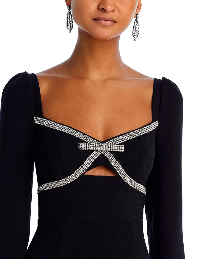 EMBELLISHED LONG SLEEVE MIDI SHEATH DRESS Gloria Lanvin
