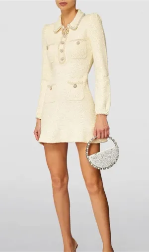 EMBELLISHED SEQUINED BOUCL-KNIT MINI DRESS Gloria Lanvin