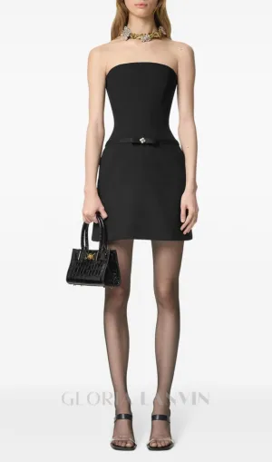 embellished strapless cady mini dress in black Gloria Lanvin