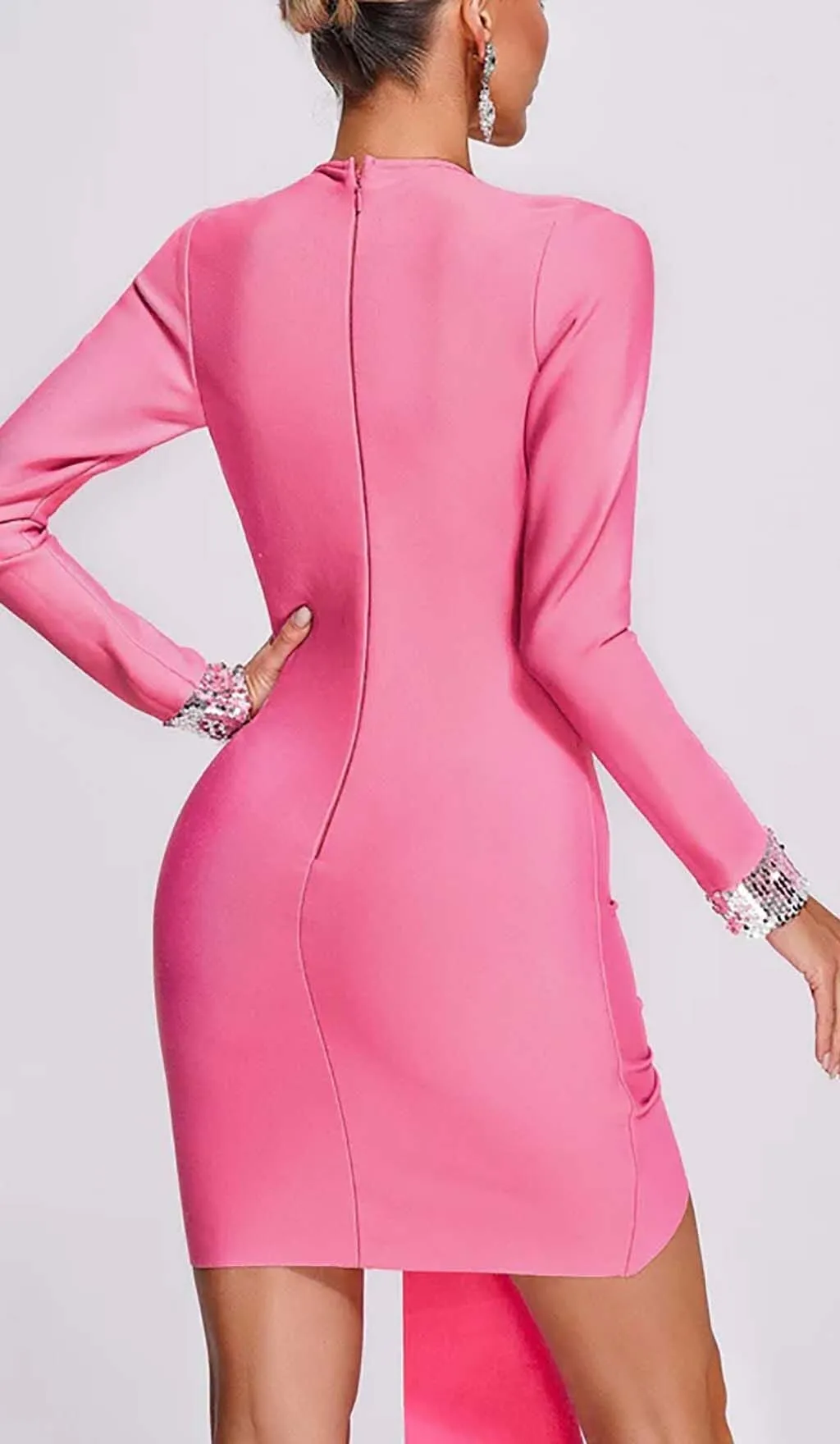 EMBELLISHEDRUCHED MINI DRESS IN PINK Gloria Lanvin