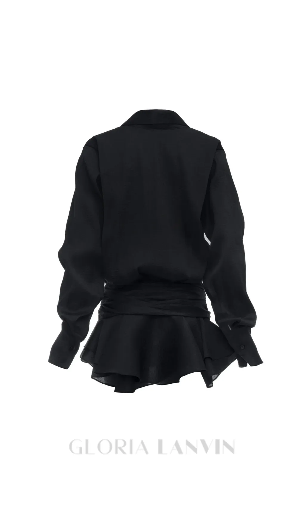 EMBER RUCHED RUFFLE MINI DRESS IN BLACK Gloria Lanvin
