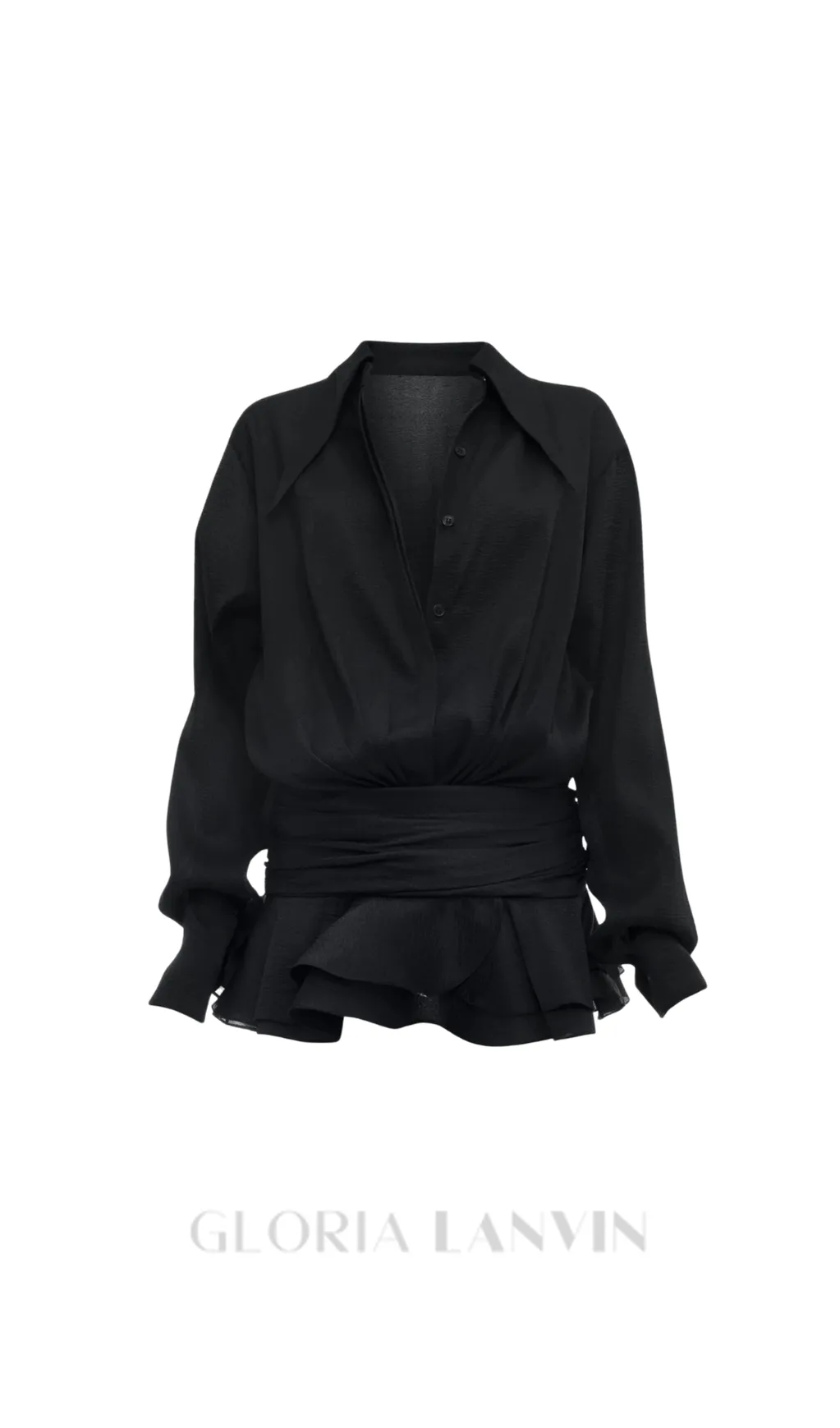 EMBER RUCHED RUFFLE MINI DRESS IN BLACK Gloria Lanvin