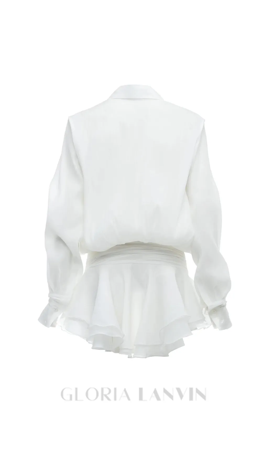 EMBER RUCHED RUFFLE MINI DRESS IN WHITE Gloria Lanvin