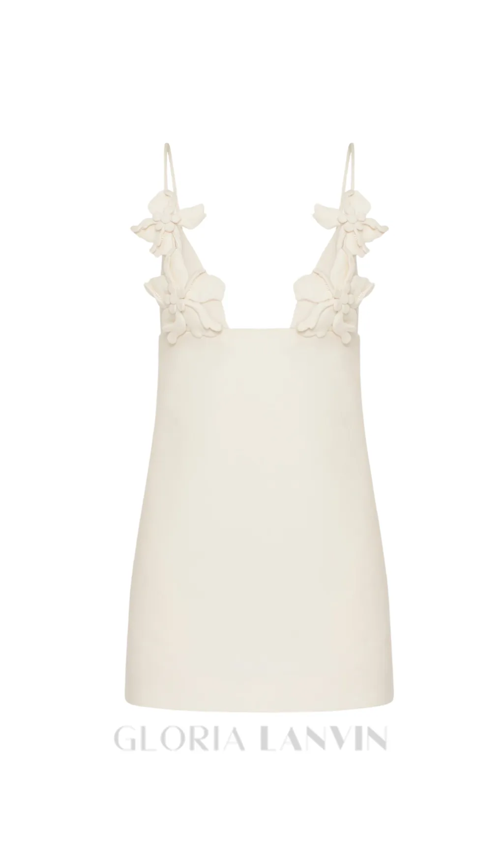 EMBROIDERED CREPE COUTURE MINI DRESS IN WHITE Gloria Lanvin