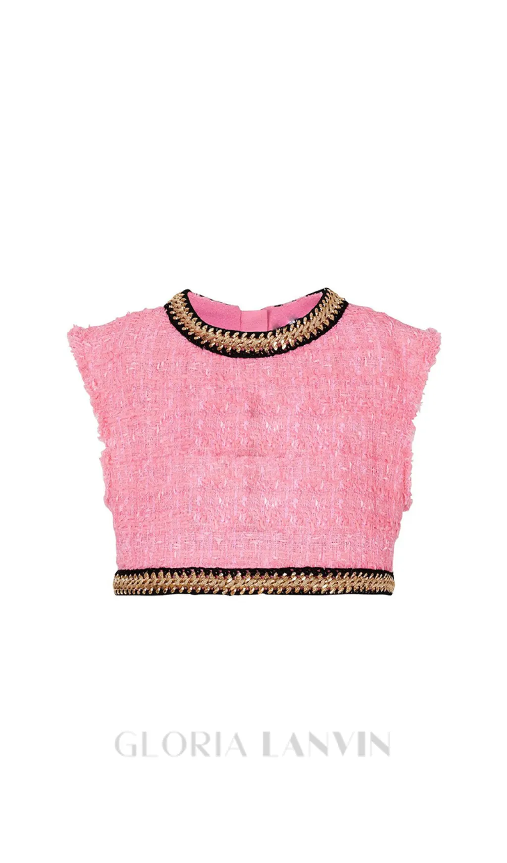 EMBROIDERED CROPPED TOP IN PINK Gloria Lanvin