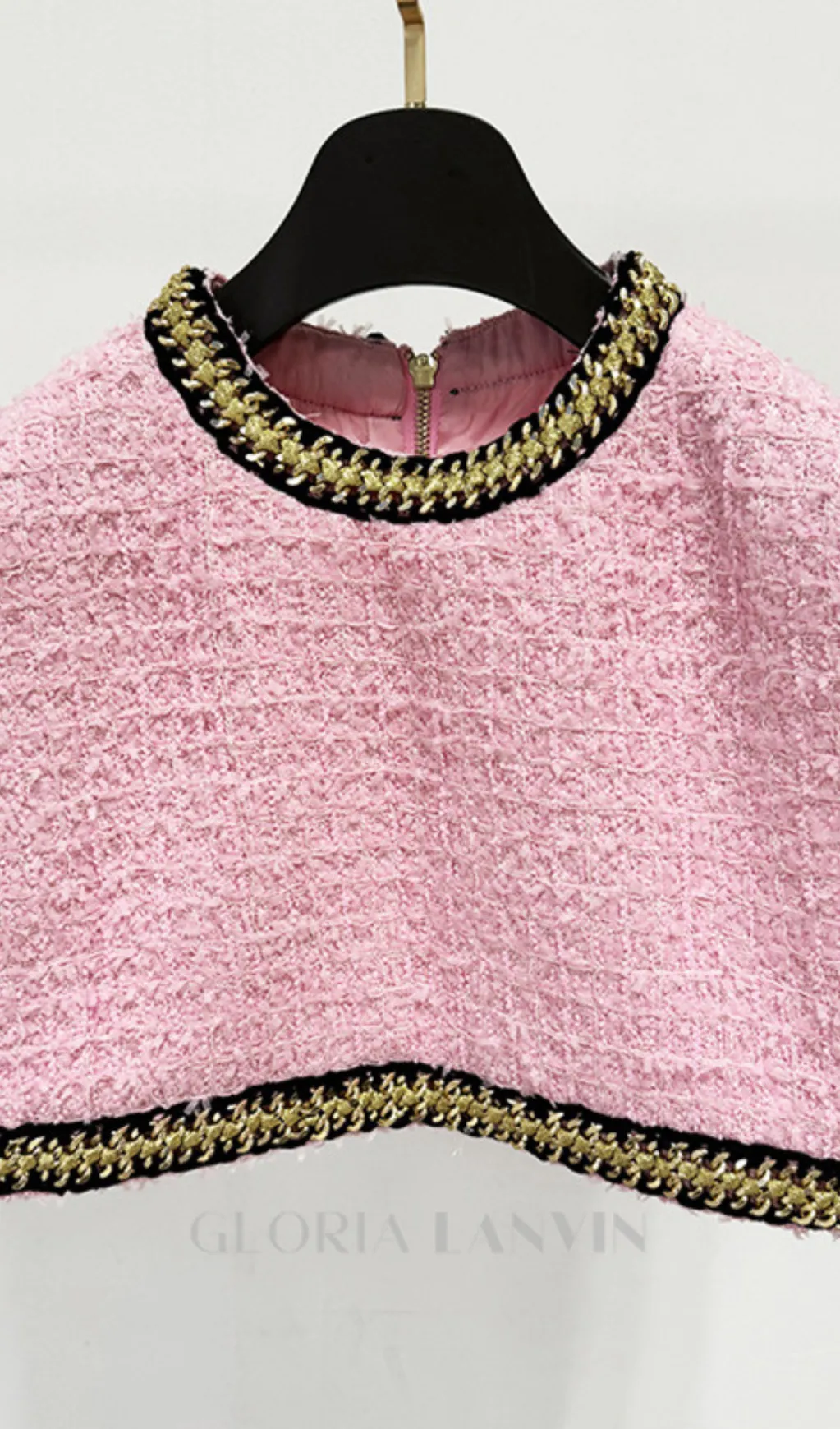 EMBROIDERED CROPPED TOP IN PINK Gloria Lanvin