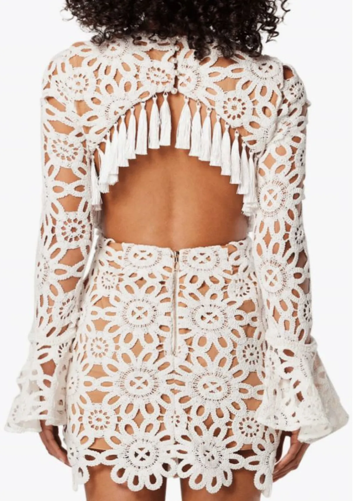 Embroidered hollow mini dress in white Gloria Lanvin