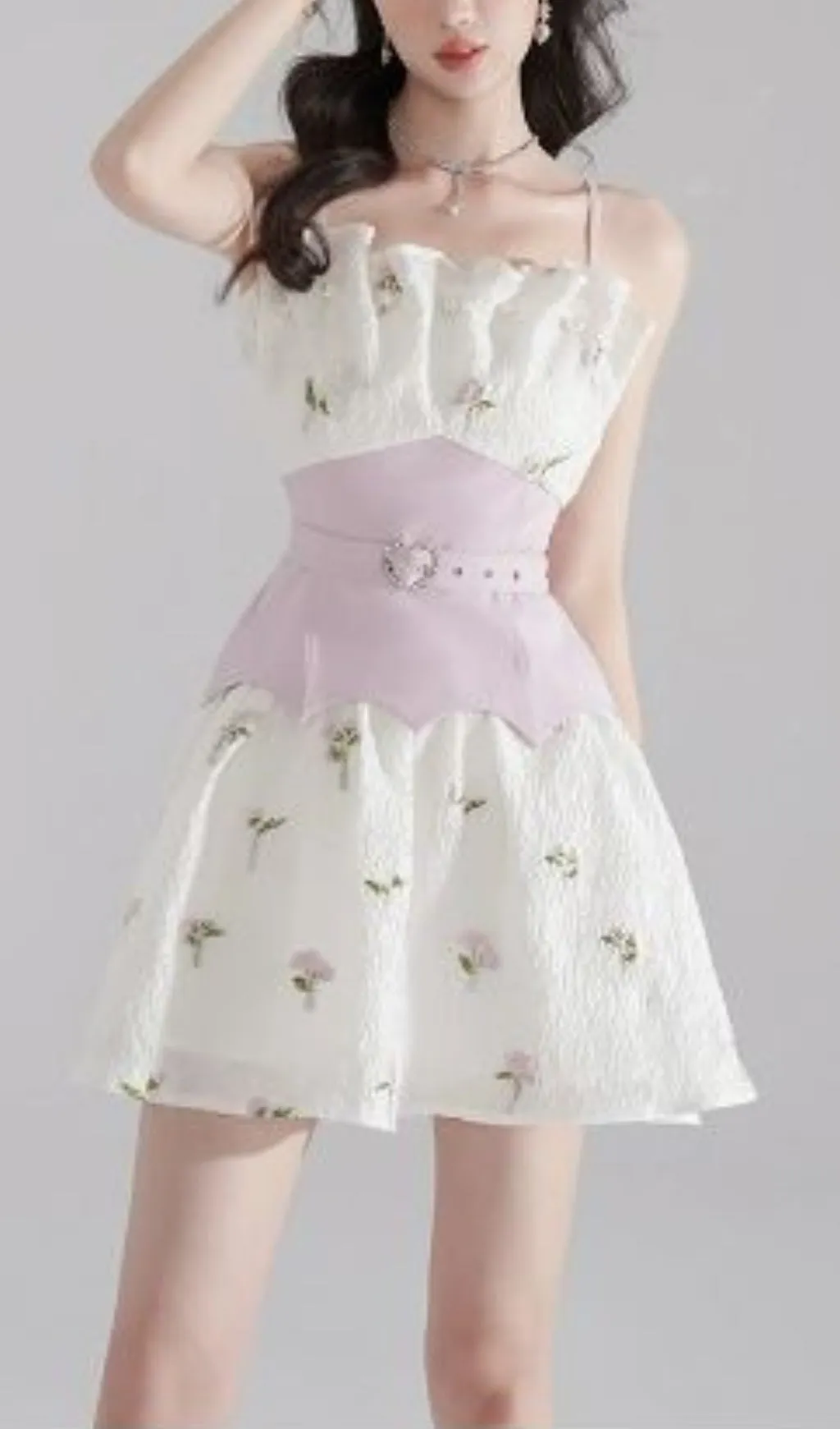 EMBROIDERED JACQUARD MINI DRESS IN WHITE Gloria Lanvin
